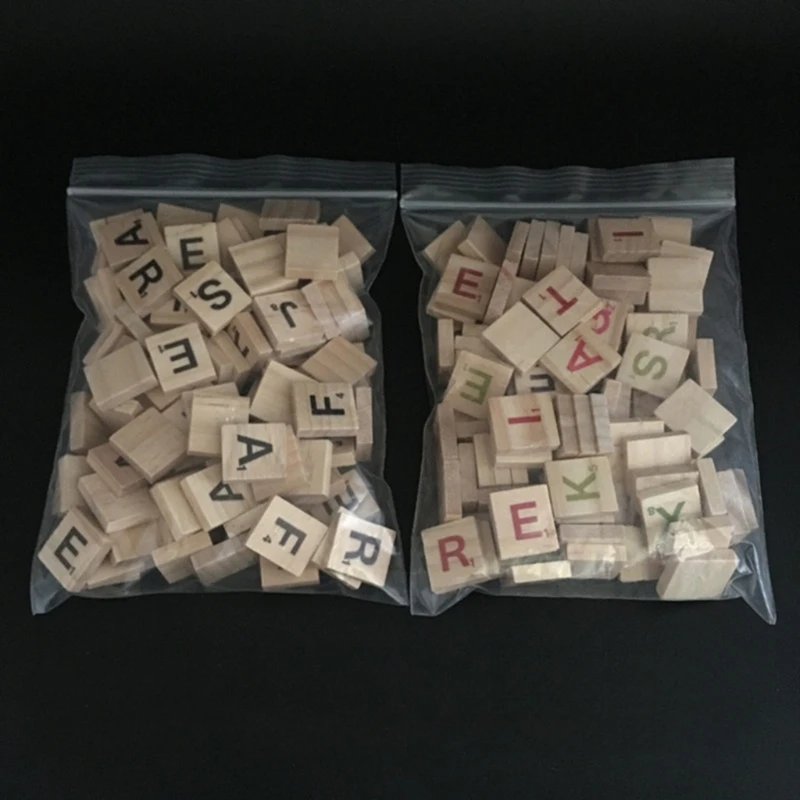

100 Pcs Wooden Scra-bble Tiles, Scra-bble Letters for Crafts, Making Alphabet Coasters and Scra-bble Crossword Game