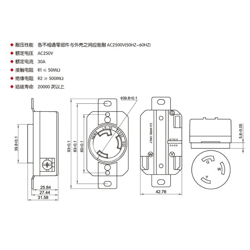 Новая промышленная розетка с 3 отверстиями 250 В 30 А|us outlet|industrial power socketpower socket |