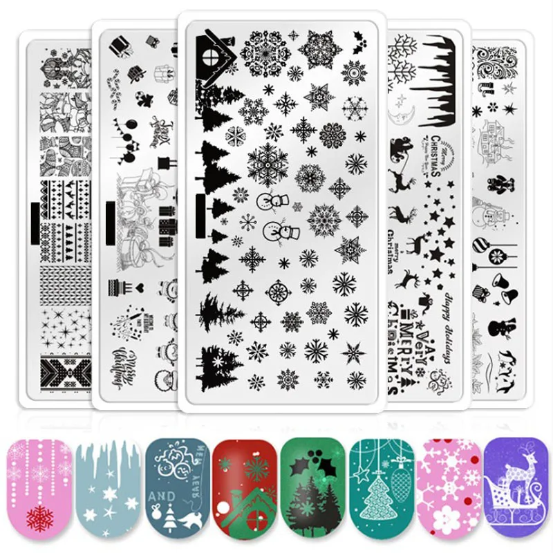 

Christmas nail printing plate flower animal Snowflake Santa Claus geometric pattern nail art image lace seal template