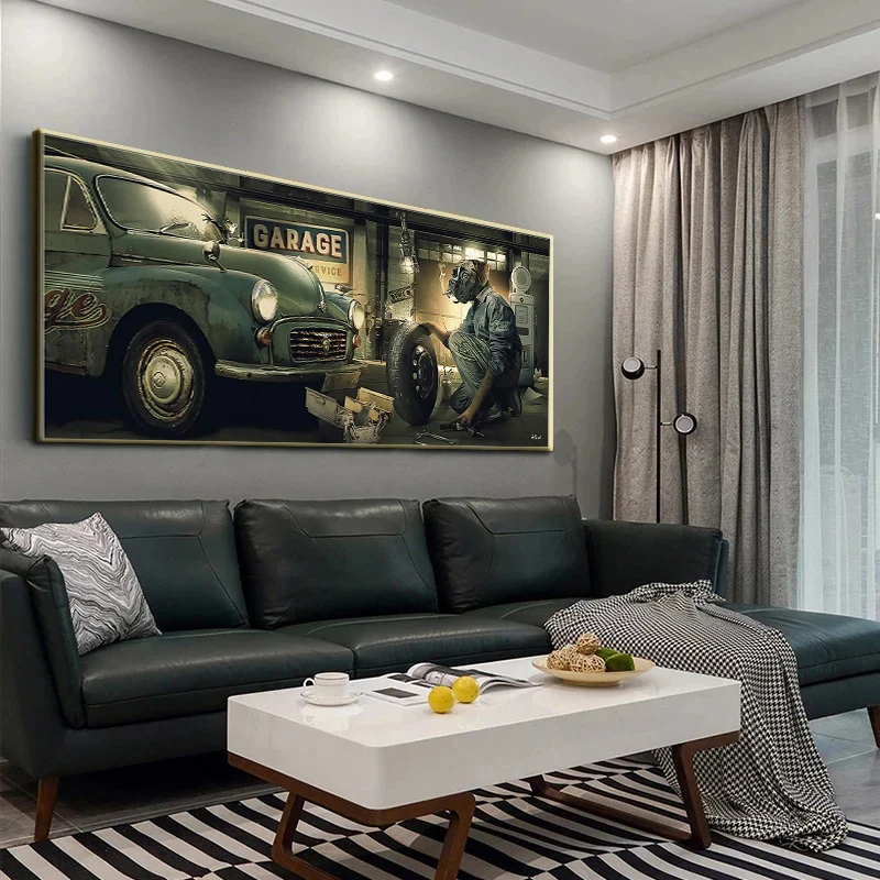 Diligent Dog Repairman Funny Art Canvas Painting Wall Poster and Prints Modern Living Room Garage Cuadros Home Decor Picture | Дом и сад