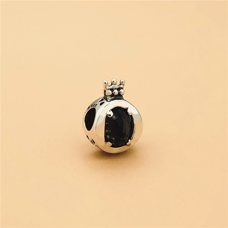 Cefuny 925 пробы Серебряная белая и синяя сверкающая Корона O Charm Fit Змеиный браслет Diy