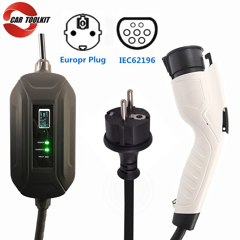 16A 32A Уровень 2 EV зарядное устройство кабель Портативный EVSE Schuko разъем