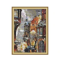 clear stock snow in the city cross stitch kit aida 14ct 11ct count print canvas stitches embroidery diy handmade needlework