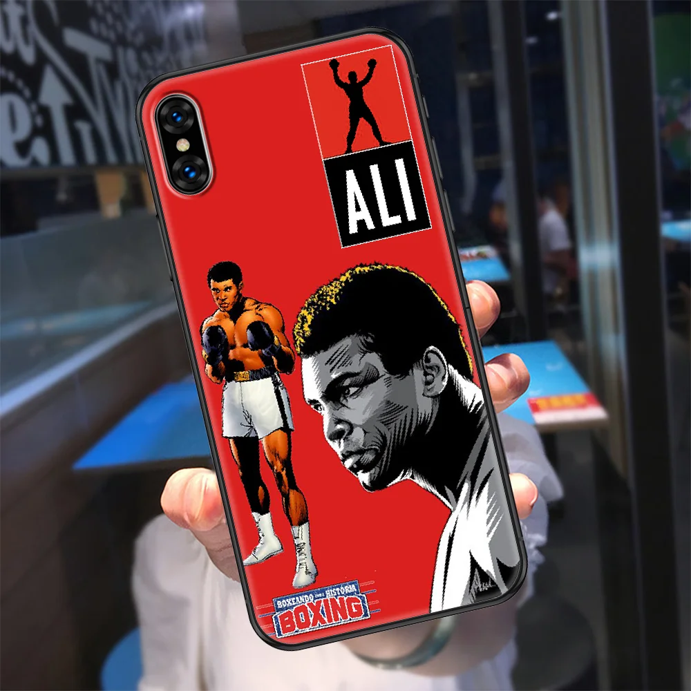 Чехол для телефона с чемпионом Али боксом iphone 5 5s se 2 6 6s 7 8 12 mini plus X XS XR 11 PRO MAX черный