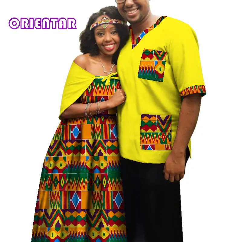 4 Traditional African Clothes for Couples Men Women African Print Long Dress Tops T Shirt Casual Ball Gown Lover Clothing WYQ181 - Цвет: 4