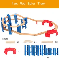 9 26pcs plastic spiral train tracks wooden railway accessories track bridge pier fit for wood thomas biro tracks toys