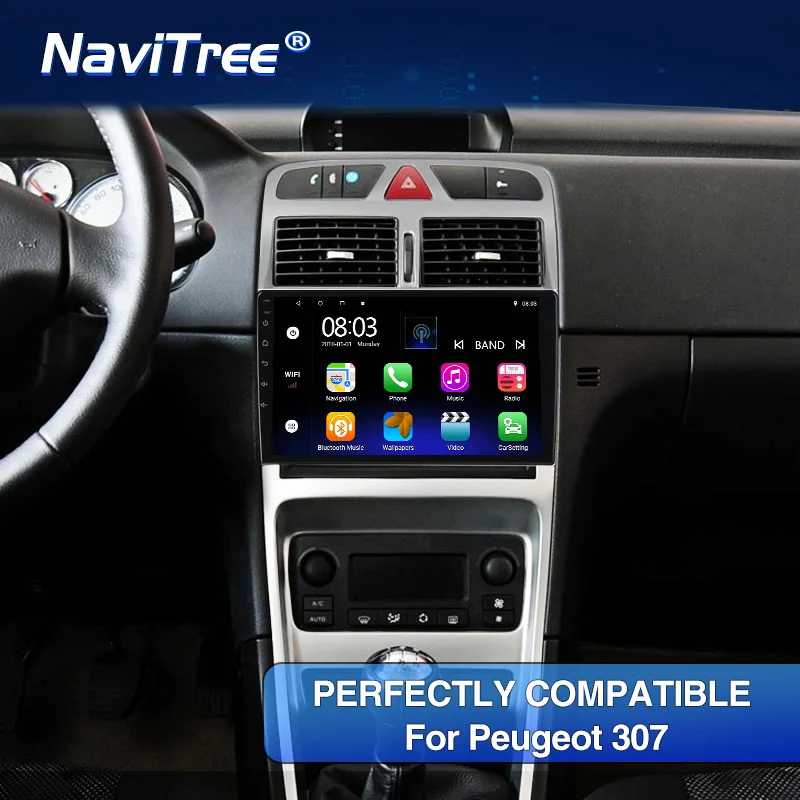 Автомагнитола NaviTree Android9.0 для peugeot 307 307CC 307SW 2004-2013 WiFi Bluetooth gps навигация