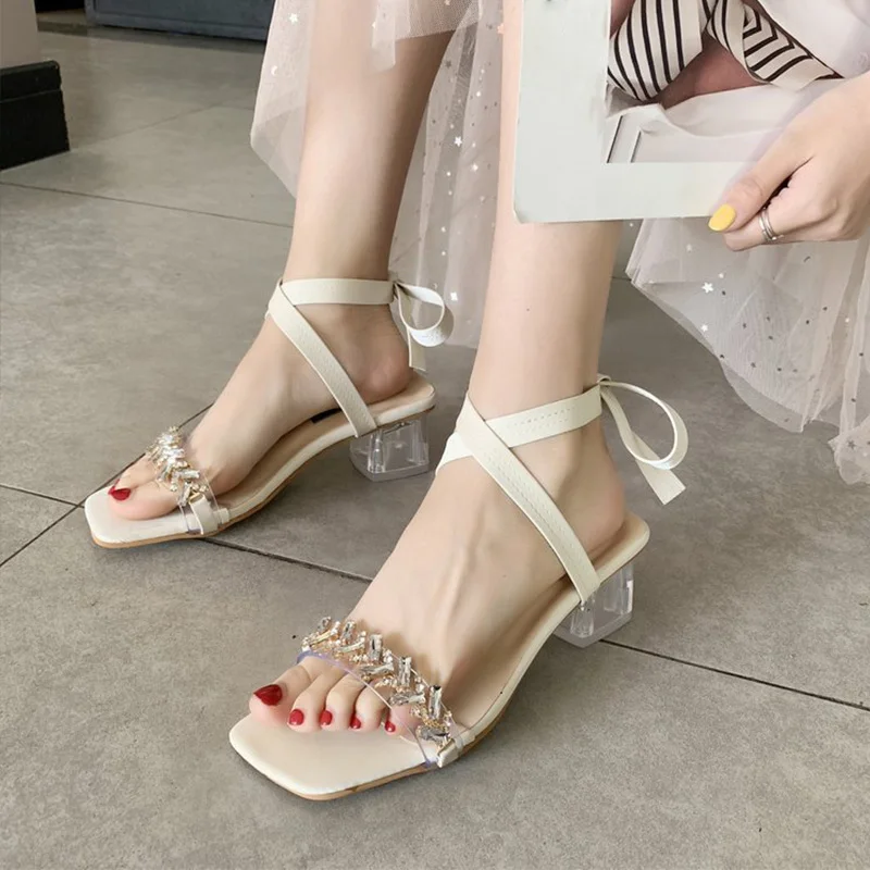 Сандалии женские с квадратным носком повседневные Модные босоножки из