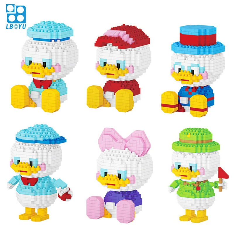 330pcs+ Cartoon Building Block Donald Duck Mini Figure Louie Huey Scrooge Mcduck Funny Mirco Diamond Bricks Model Toys Children - купить по