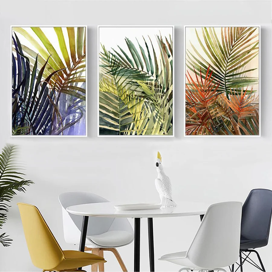 Абстрактные акварельные Пальмовые Листья холст картины печать природный пейзаж
