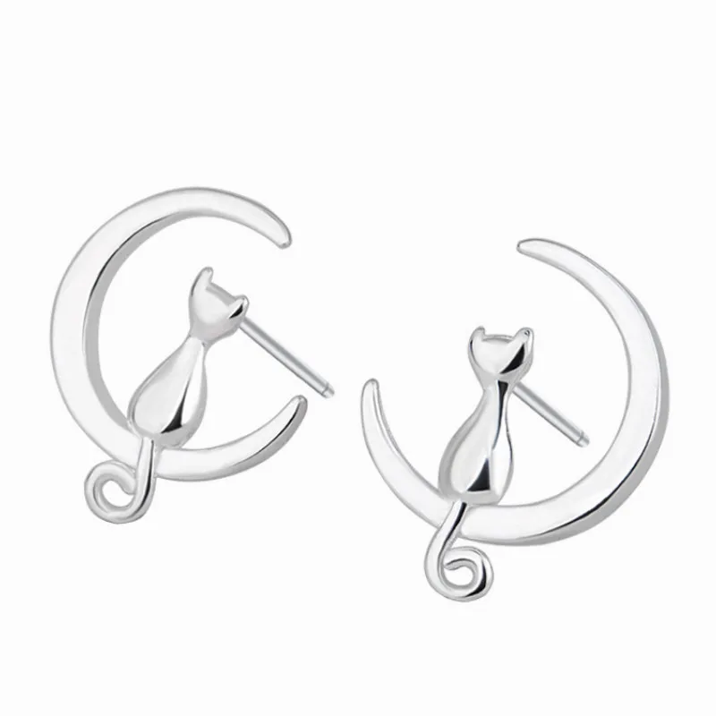 

Fashion Creative Sweet Moon Cat Stud Earrings