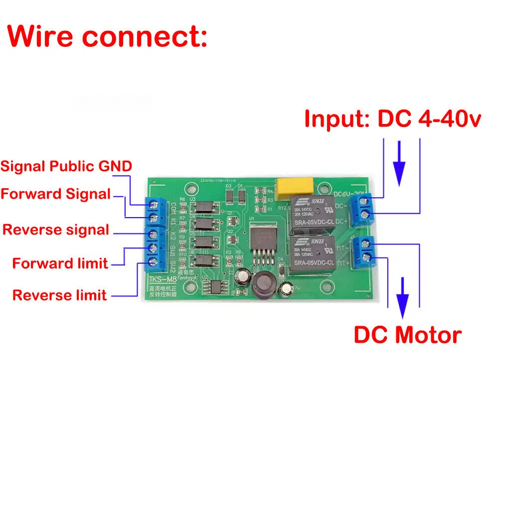 Мотор постоянного тока 20A CW CCW передний и задний контроль с платой управления