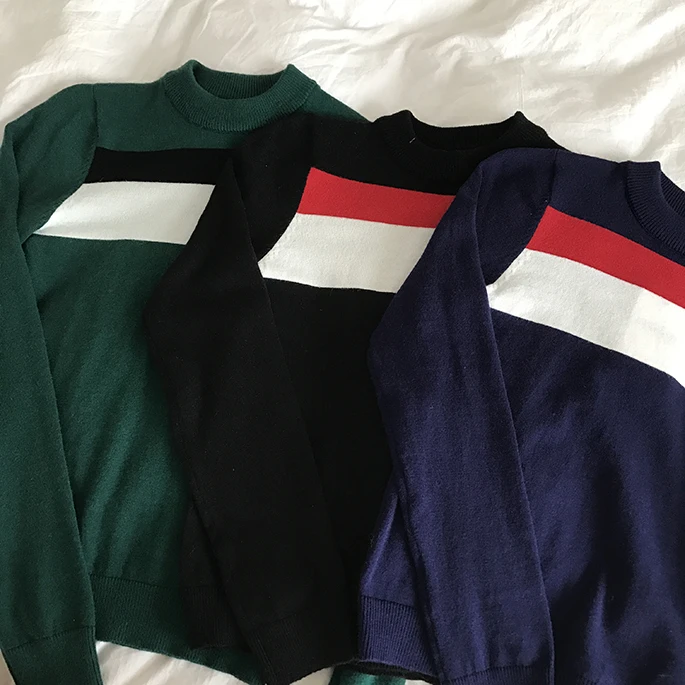 2019 new fashion casual women's clothing Sweater spring and autumn sets of short color matching sweater slim long sleeves | Женская