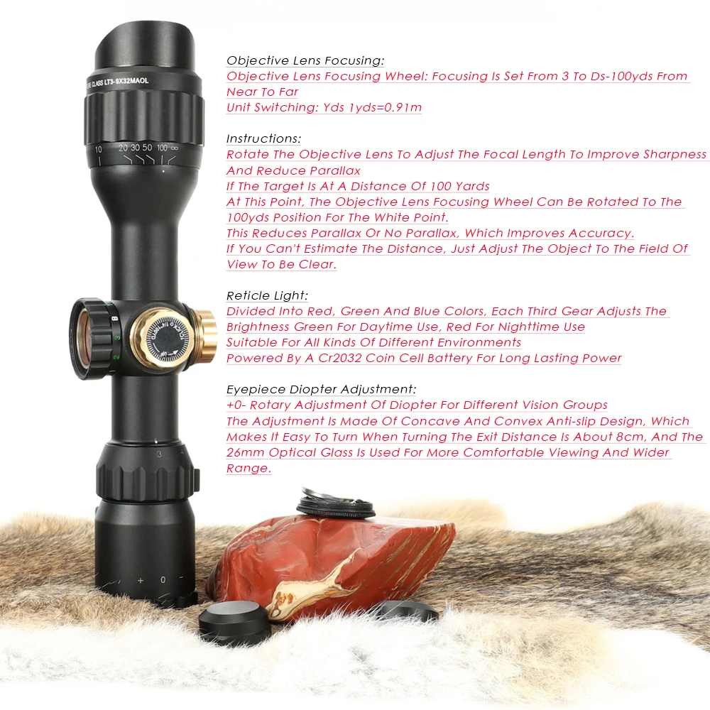 Охотничий оптический прицел для винтовки тактический с гравировкой охотничьей