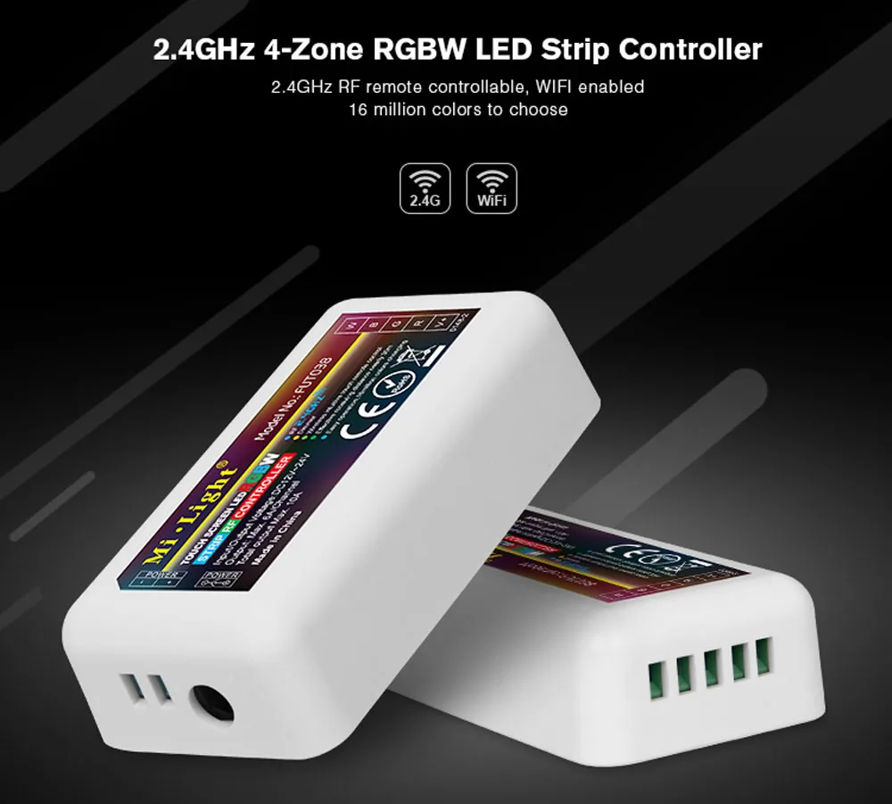 MIlight FUT038 2.4GHz 4-Zone RGBW LED Strip Controller 6A/Channel 12~24V Wireless Total output Max.10A | Лампы и освещение