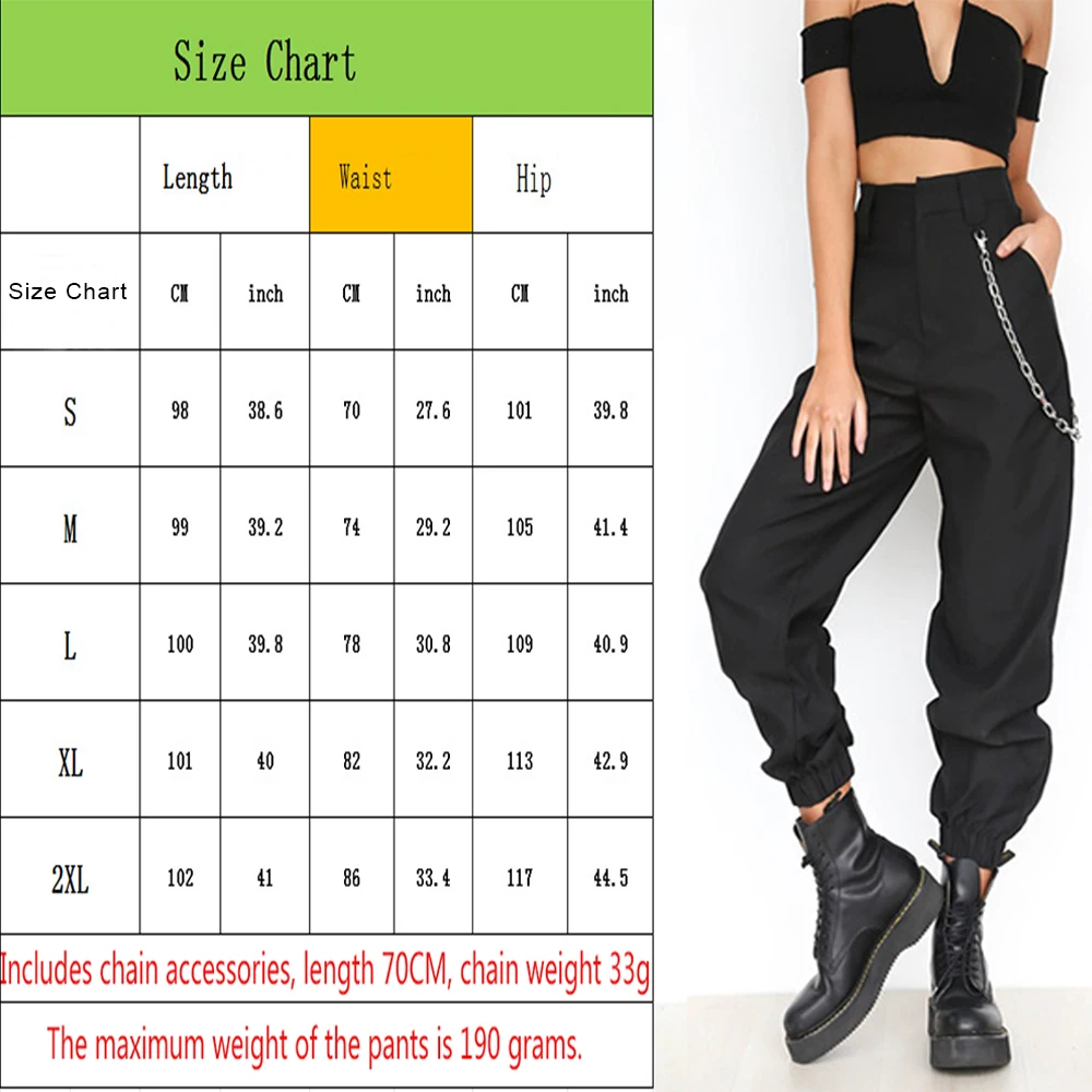 Harajuku уличная одежда женские повседневные шаровары с цепочкой однотонные штаны