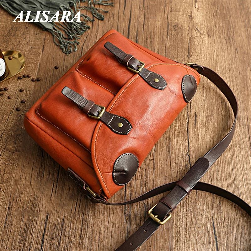 

Brown leather bag Woman vintage Office Shoulder bags Leather Medical Bag leather satchel bag Messenger bag Saddle bag 2021design