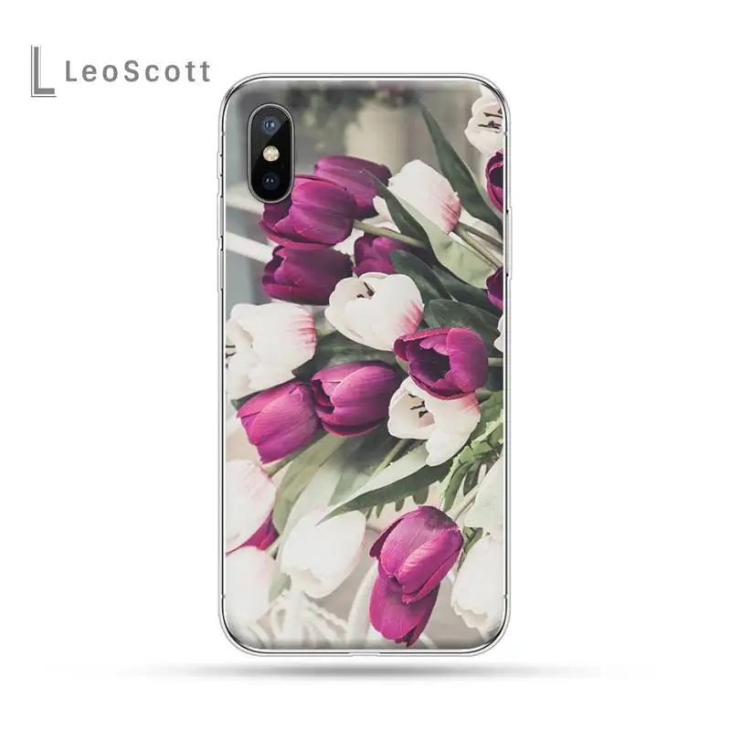 

Spring Colorful Tulips Phone Cases for iPhone 11 12 pro XS MAX 8 7 6 6S Plus X 5S SE 2020 XR