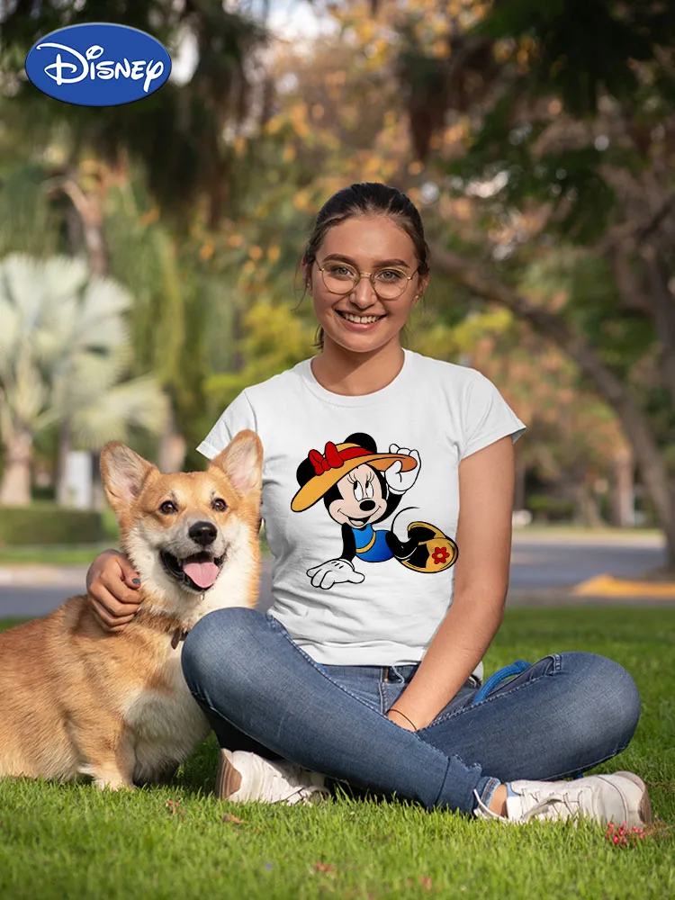 

Plus Size Womens Aesthetic Clothes Disney Minnie Outdoor Leisure Short Sleeve Fashion European Summer Top Harajuku 2021 New