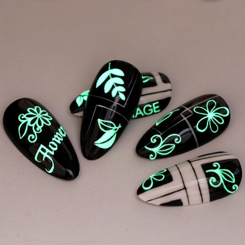 

1PC 3D Dragonfly Leaf Patterns Luminous Effect Nail Sticker Flower Nail Art Transfer Stickers Slider In Summer DIY Decoration