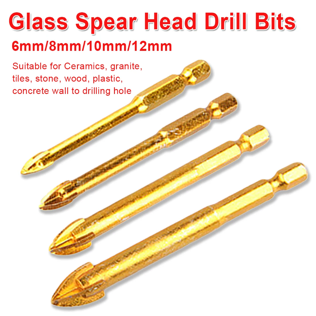 1/4 шестигранный хвостовик Карбидное вольфрамовое стекло Буровая головка с 4