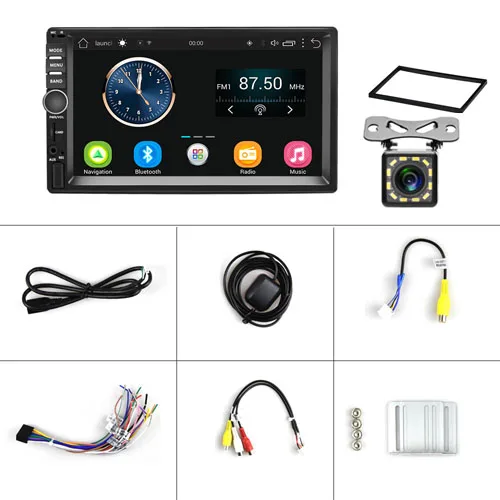 Podofo 2 Din Android Автомагнитола gps Навигация стерео " Авто Аудио Универсальный Автомобильный мультимедийный плеер Wifi Bluetooth FM стерео - Цвет: With 12 LED Camera
