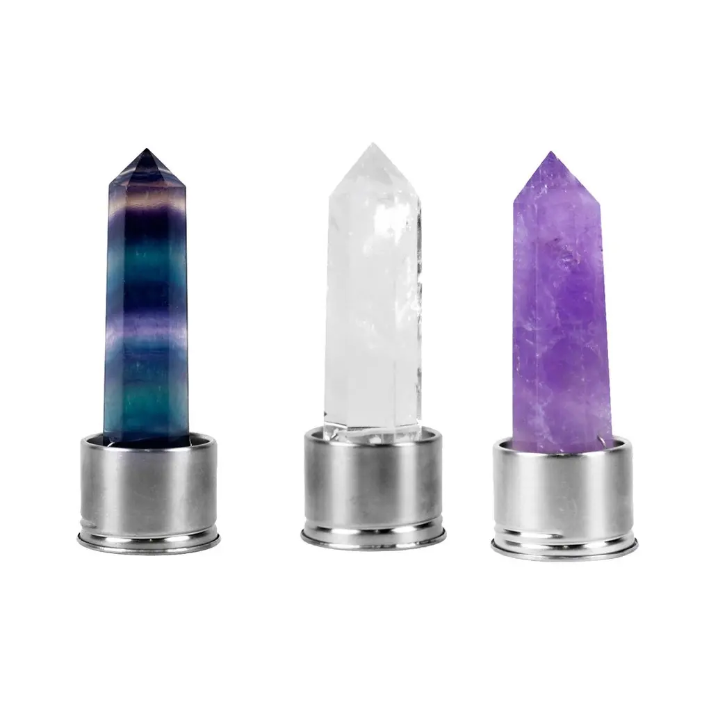 

Natural Quartz Gemstone Glass Water Bottle Direct Drinking Glass Cup Crystal Stone Obelisk Healing Wand Glass Bottle Dropship