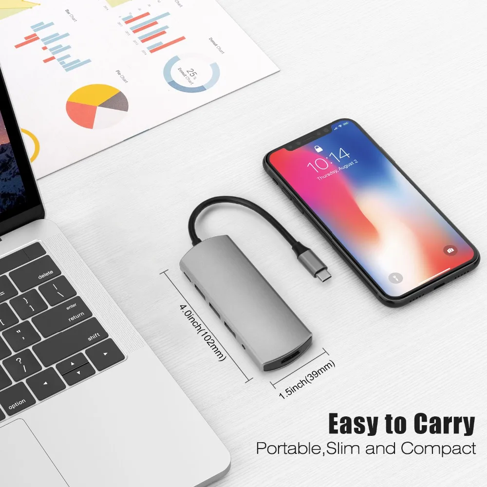 DeepFox USB C концентратор для Мульти USB 3,0 HDMI аудио разъем адаптер док-станция для MacBook Pro аксессуары с PD