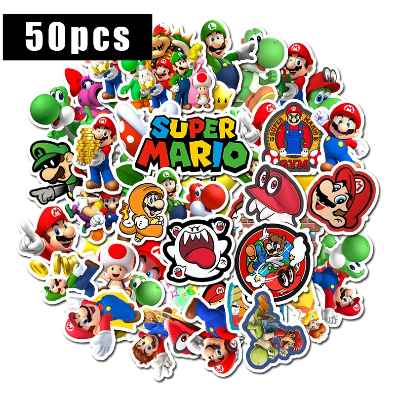 50 шт. Аниме игра Марио мультфильм стикер водонепроницаемый чемодан DIY ноутбук