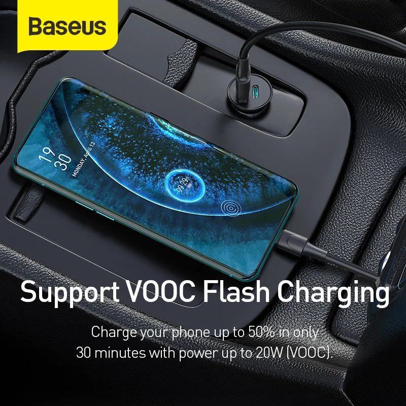 Автомобильное зарядное устройство Baseus 30 Вт PPS быстрое 4 0 USB Type C PD Автомобильный