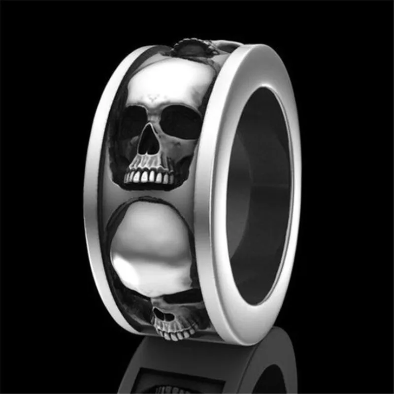 

Fashion creative retro men's skull ring gothic punk domineering hip-hop rock locomotive accessories holiday gifts wholesale
