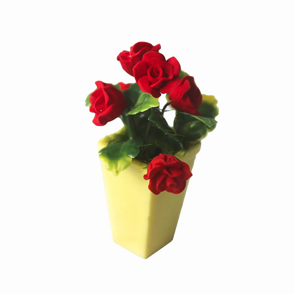 1:12 Кукольный домик мини Поддельные Изысканный зеленый растение Горшечное