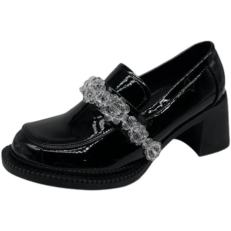 

Spring Autumn Girls Lolita Shoes Patent Leather Women Mary Janes Shoes Platform Woman Flats Round Toe Ladies Shoes Black