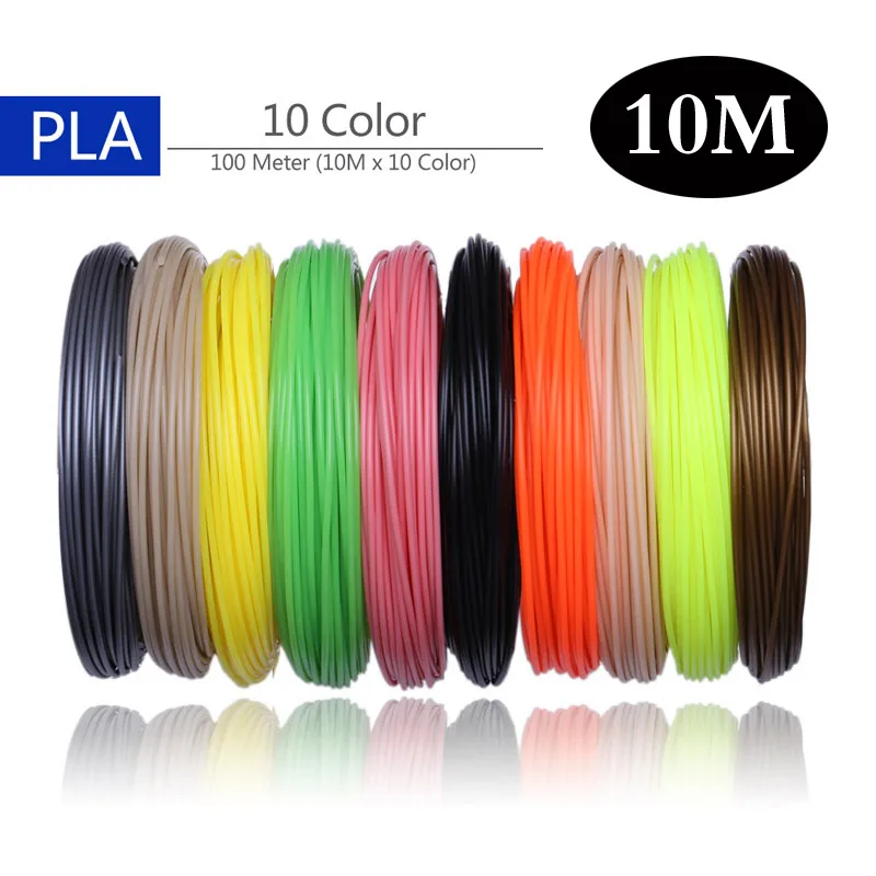 100M 10 Color PLA 20 шт./лот 3d Принтер Нити 5 м/10 метров/шт 20 цветов 1,75 мм PLA ABS 3D печать нити для 3d принтера или 3D ручки - Цвет: 100M 10 Color PLA