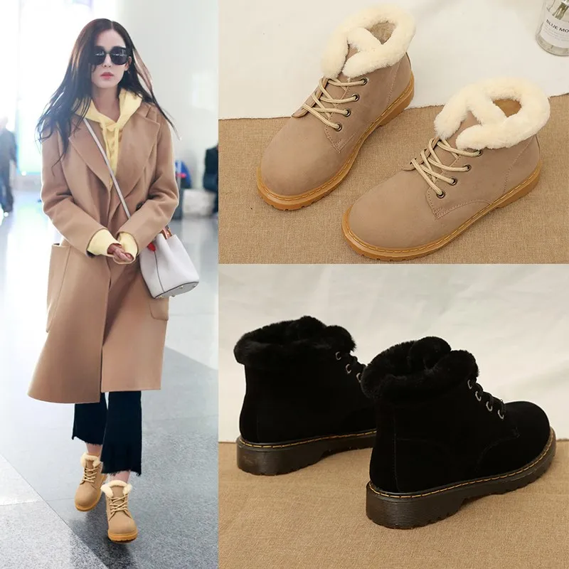 Зимняя обувь женская Bota женские ботинки модные зимние теплые на меху A556|Сапоги до