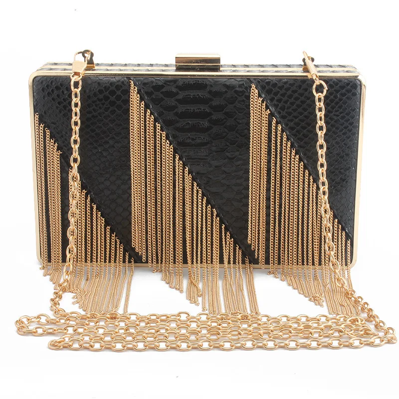 

Evening Bags Women Brand Leather Tassel Wedding Party Clutch Fashion Chain Shoulder Bag Female Black White Red Blue Mini Bolsa
