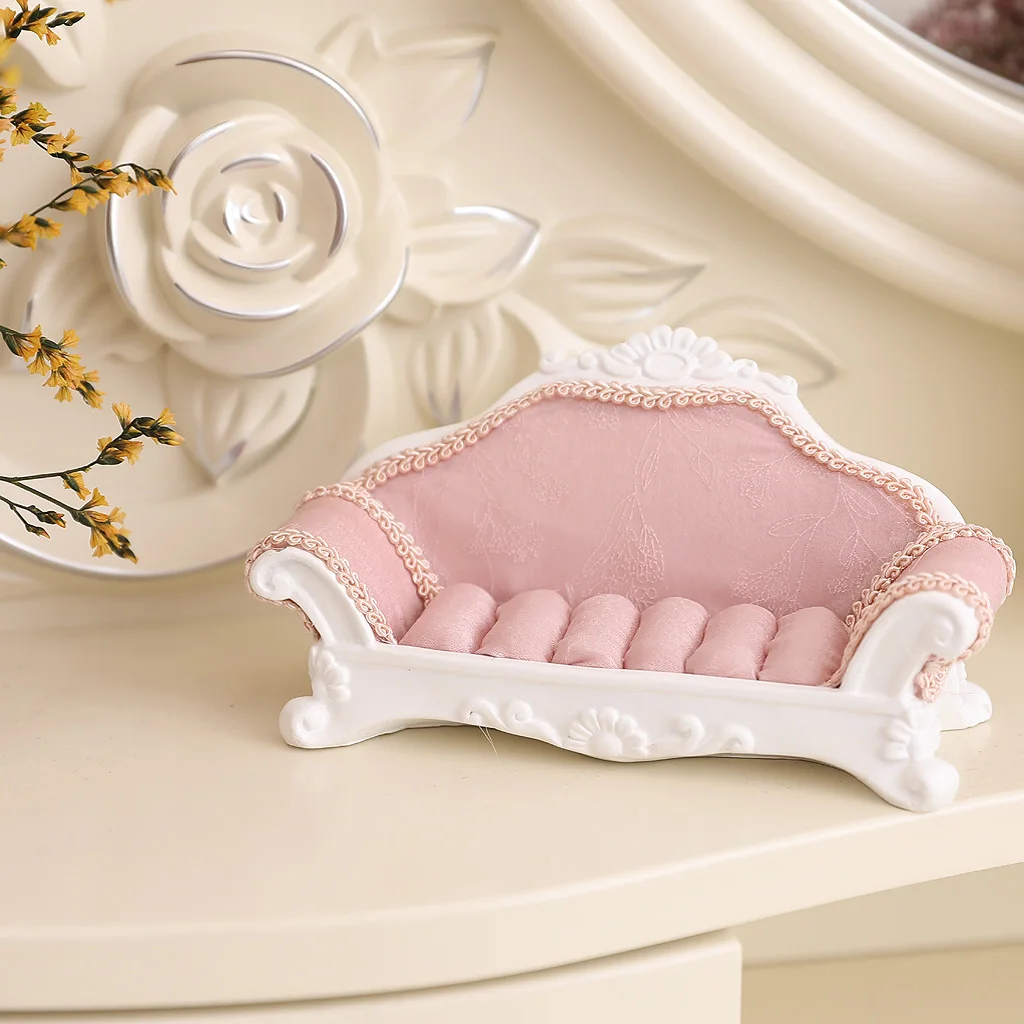 Розовое Кружевное кольцо в форме дивана сережки гвоздики украшения витрина для