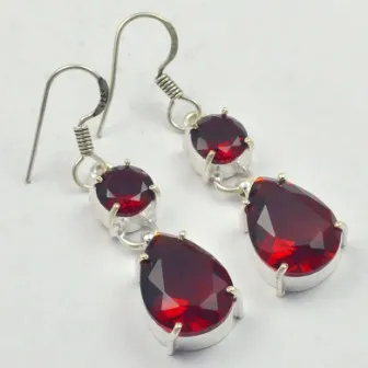 Garnets серебристые Многослойные медные серьги 48 мм E3381