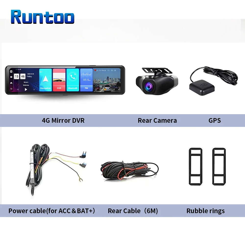 Видеорегистратор в зеркало заднего вида 12 дюймов 2 Гб + 32 ГБ Android 8 1 4G ADAS Wi Fi Full HD