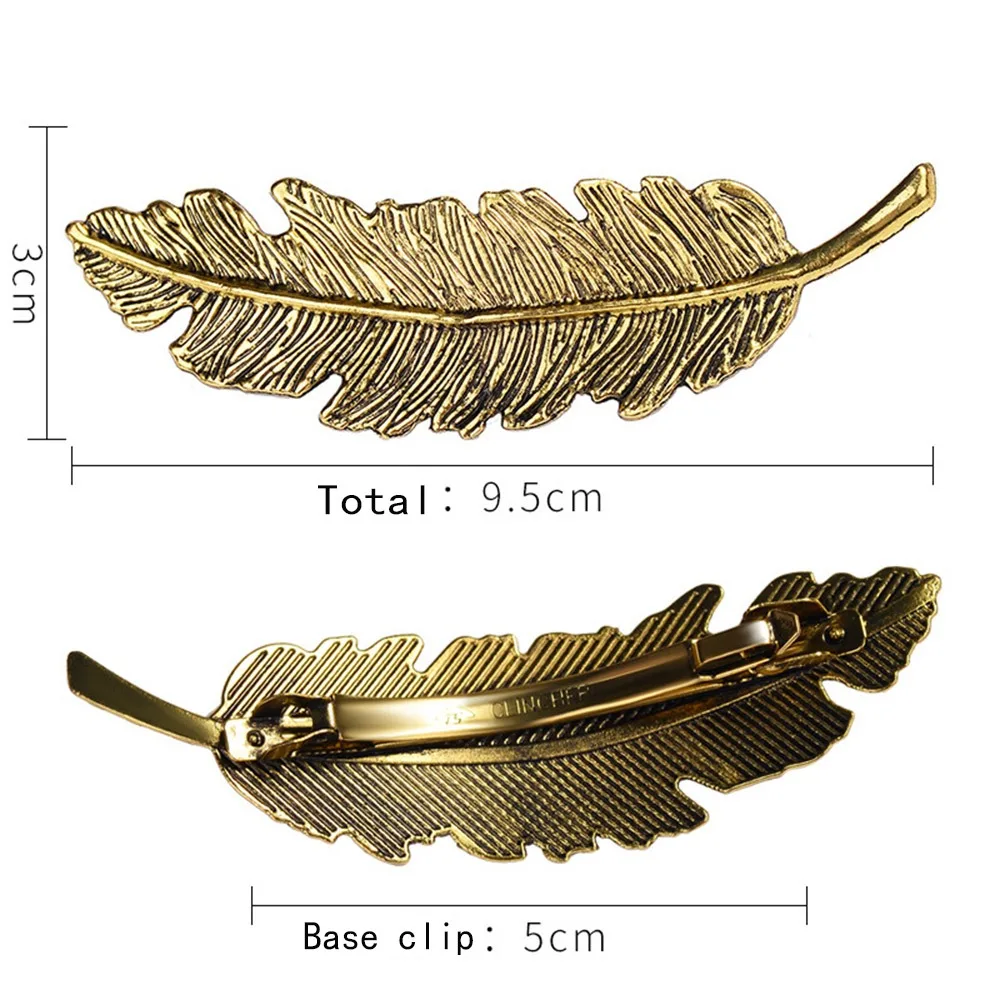 

2019 INS Vintage Metal Leaf Feather Hair Clip Girls Hairpin Princess Hair Barrette Accessories Hairpins For Women Styling Tools