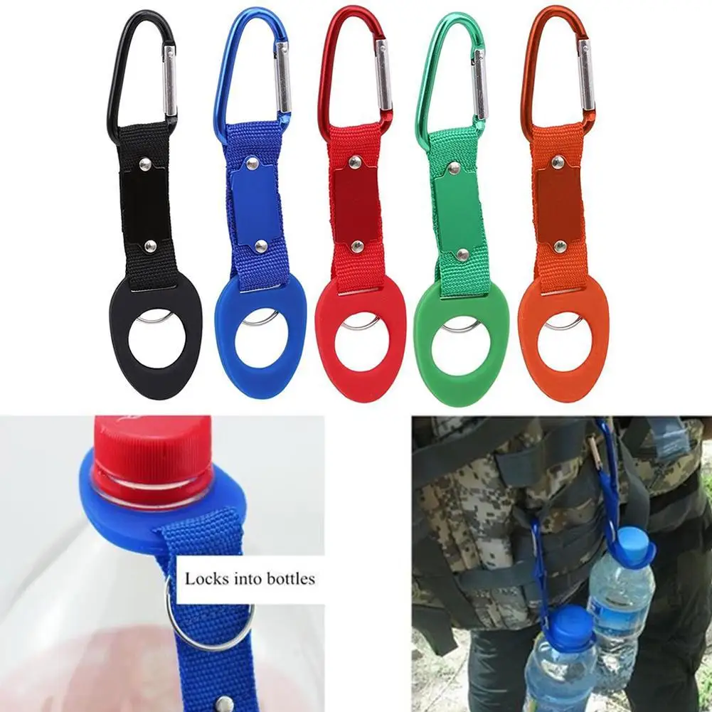 

New High Quality Arrival Sports Outdoor Kettle Buckle Camping Holder Carabiner Hook Hiking Aluminum Rubber Water Bottle Buc L3J4