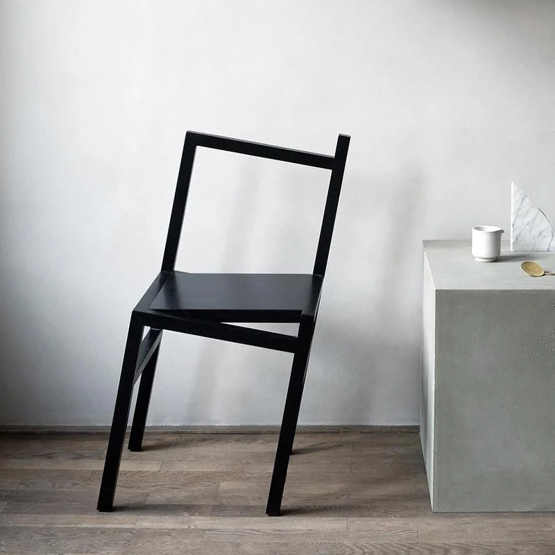 

Nordic Ins Creative Dining Chair Irregular Personality Chair Inclined Solid Wood Chair