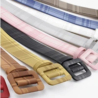 multicolor pu womens belt for jean pantsdressesfashion pin buckle all match lattice design wide waist belt female
