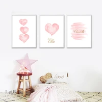 custom name cute pink love poster print nordic canvas painting picture home childrens room decor wall art cuadros decoration