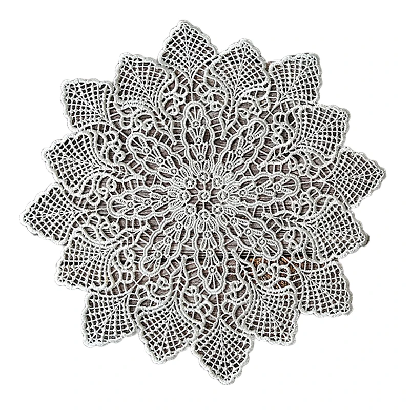 Новое белое кружевное платье с круглым вышивка стол место коврик Рождественская