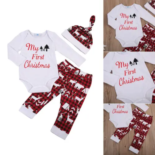 My First Christmas/Одежда для маленьких мальчиков и девочек повседневный популярный