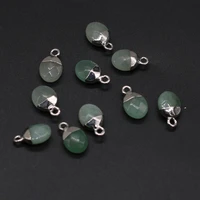 4 pc hot selling natural faceted flat semi precious stones fashion green aventurine pendant diy jewelry accessories 8x13 mm