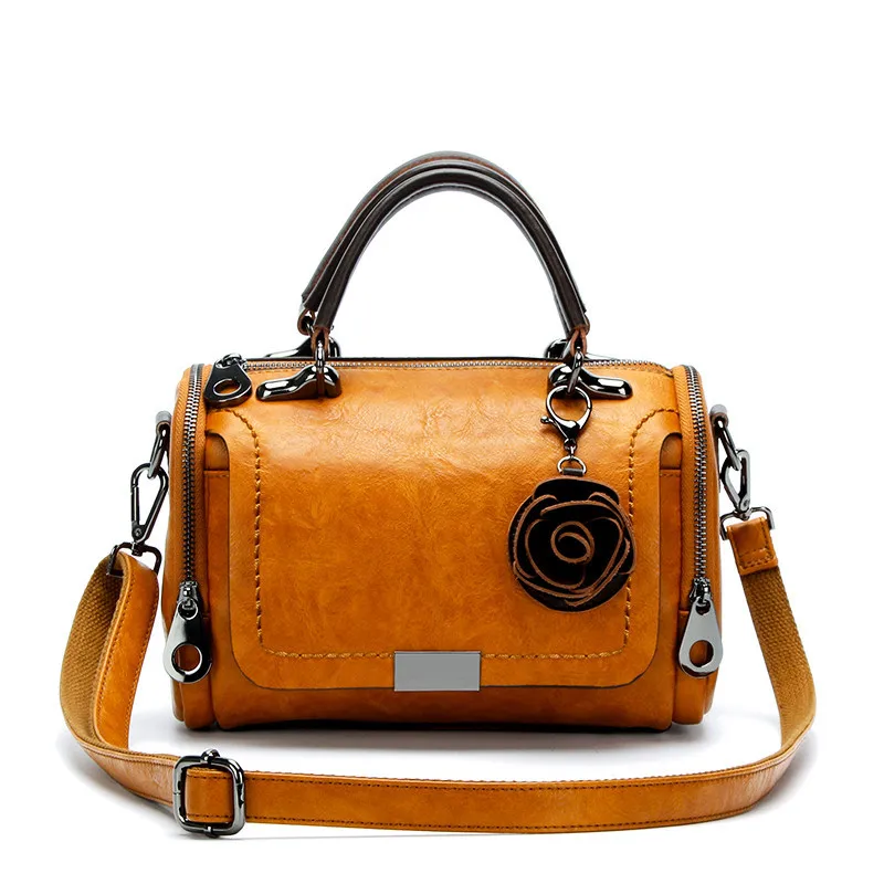 

Female Bag 2021 New Leather Boston Pillow Bag European and American Single-shoulder Messenger Bag
