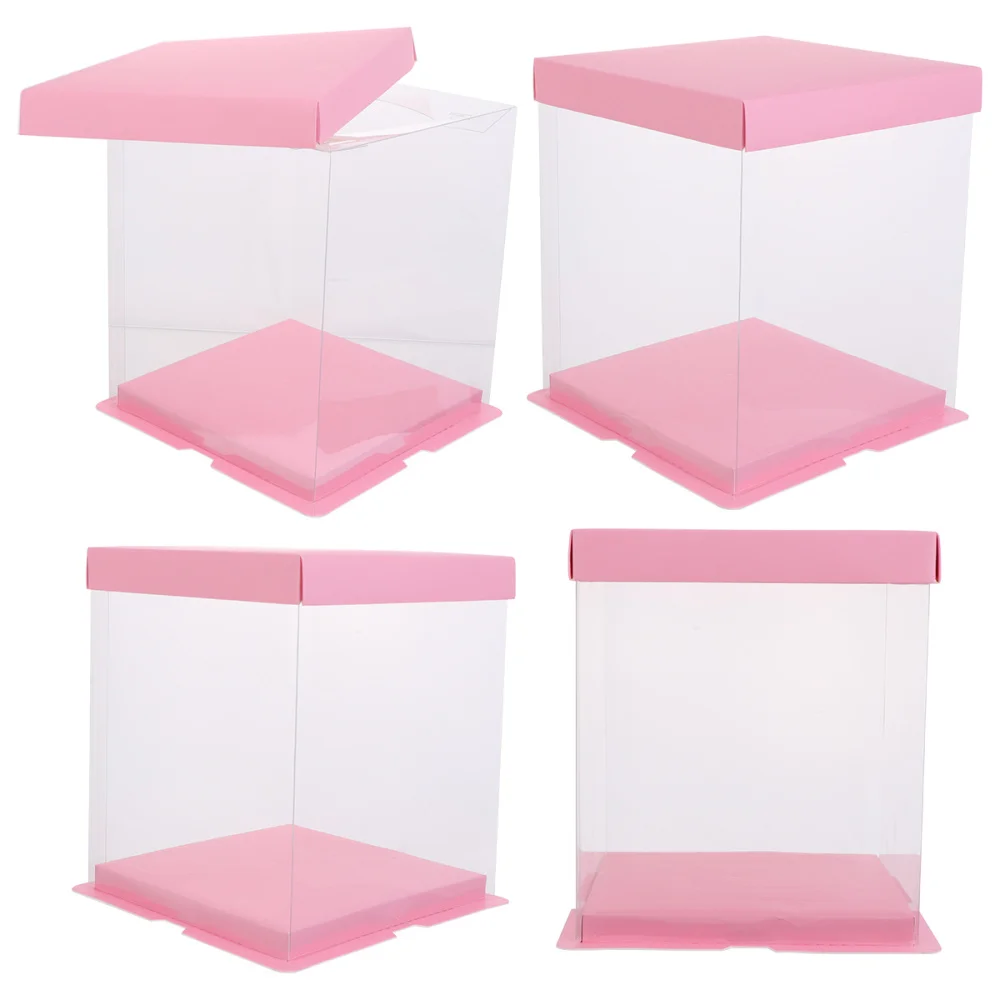 

4pcs Cake Packaging Box Cake Container Transparency Cake Box Cake Wrapping Box