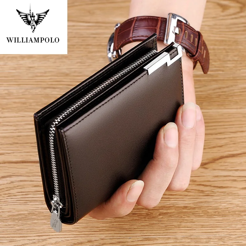 WILLIAMPOLO для мужчин тонкий кошелек Кредитная держатель карт из кожи с натуральным